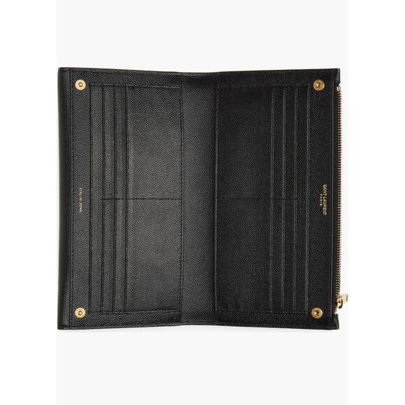 Saint Laurent Large Uptown Black Leather Wallet YSL Monogram Gold Hardware NIB - Picture 13 of 13